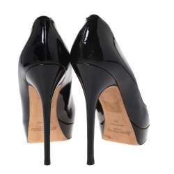 Pre Owned Jimmy Choo Black Patent Leather Alex Platform Pumps Size 39