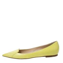 Pre Owned Jimmy Choo Yellow Python Pointed Toe Flats Size 37