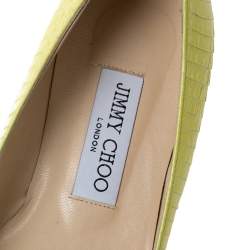 Pre Owned Jimmy Choo Yellow Python Pointed Toe Flats Size 37