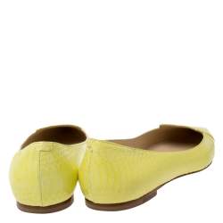 Pre Owned Jimmy Choo Yellow Python Pointed Toe Flats Size 37