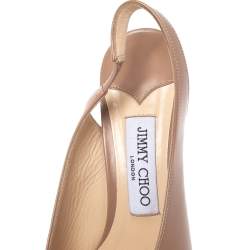 Pre Owned Jimmy Choo Beige Leather Ivy Pointed Toe Slingback Sandals Size 37.5