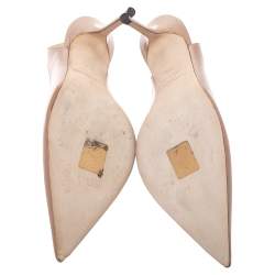 Pre Owned Jimmy Choo Beige Leather Ivy Pointed Toe Slingback Sandals Size 37.5