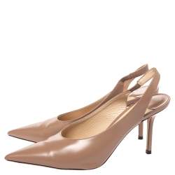 Pre Owned Jimmy Choo Beige Leather Ivy Pointed Toe Slingback Sandals Size 37.5