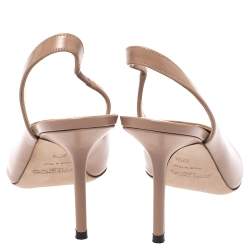Pre Owned Jimmy Choo Beige Leather Ivy Pointed Toe Slingback Sandals Size 37.5