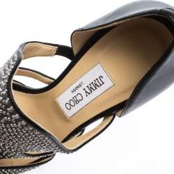 Pre Owned Jimmy Choo Black Leather Studded Tarine Peep Toe Sandals Size 38.5
