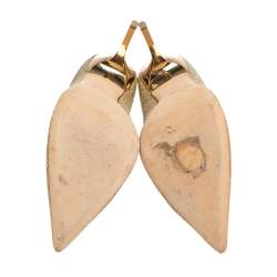 مملوكة مسبقًا Jimmy Choo Metallic Gold Lamè Glitter Abel Pointed Toe Pumps Size 38.5