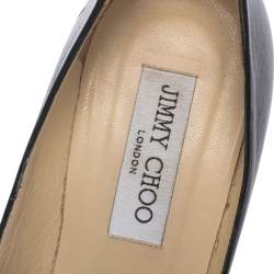 مملوكة مسبقًا حذاء كعب عالي جيمي تشو مقدمة مدببة أميكا ترصيعات وجلد أسود مقاس 38