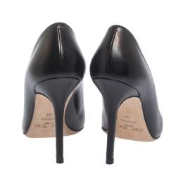 مملوكة مسبقًا حذاء كعب عالي جيمي تشو مقدمة مدببة أميكا ترصيعات وجلد أسود مقاس 38