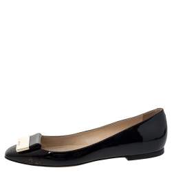 Pre Owned Jimmy Choo Black Patent Leather Ballet Flats Size 37