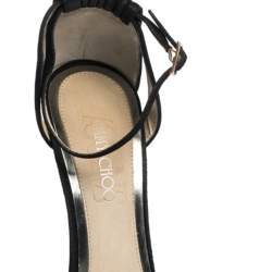 Pre Owned Jimmy Choo Black Suede Leather Marion Platform Ankle Strap Sandals Size 38