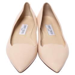 Pre Owned Jimmy Choo Beige Leather Attila Ballet Flats Size 37.5