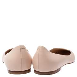 Pre Owned Jimmy Choo Beige Leather Attila Ballet Flats Size 37.5