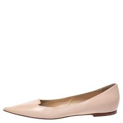 Pre Owned Jimmy Choo Beige Leather Attila Ballet Flats Size 37.5