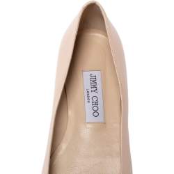 Pre Owned Jimmy Choo Beige Leather Attila Ballet Flats Size 37.5