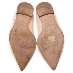Pre Owned Jimmy Choo Beige Leather Attila Ballet Flats Size 37.5