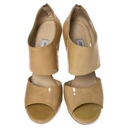 Jimmy Choo Beige Patent Leather ‘Private’ Sandals Size 40