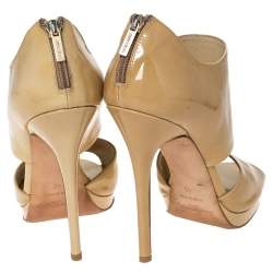 Jimmy Choo Beige Patent Leather ‘Private’ Sandals Size 40