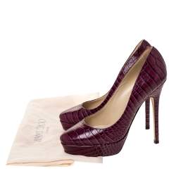 Jimmy Choo Purple Croc Leather Cosmic Pumps Size 36