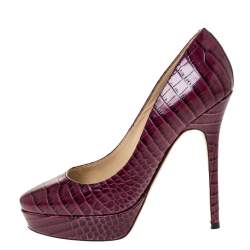 Jimmy Choo Purple Croc Leather Cosmic Pumps Size 36