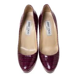 Jimmy Choo Purple Croc Leather Cosmic Pumps Size 36