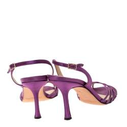 Pre Owned Jimmy Choo Purple Satin Strappy Slingback Sandals Size 37.5