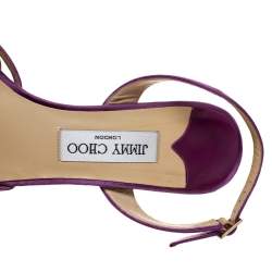 Pre Owned Jimmy Choo Purple Satin Strappy Slingback Sandals Size 37.5