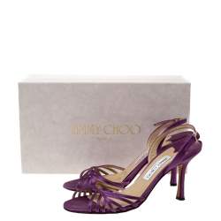 Pre Owned Jimmy Choo Purple Satin Strappy Slingback Sandals Size 37.5
