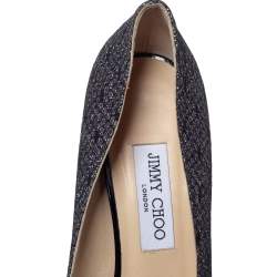 Jimmy Choo Black Lace Glitter Luna Peep Toe Platform Pumps Size 40
