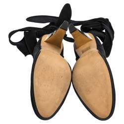 Pre Owned Jimmy Choo Black Suede Ankle Wrap Round Toe Pumps Size 39.5