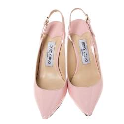 Pre Owned Jimmy Choo Pink Patent Leather Erin Slingback Sandals Size 36