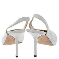 Pre Owned Jimmy Choo White Croc Embossed Leather Ivy Slingback Pumps Size 40