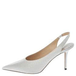 Pre Owned Jimmy Choo White Croc Embossed Leather Ivy Slingback Pumps Size 40