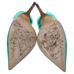 Pre Owned حذاء كعب عالي جيمي تشو أبيل جلد ثعبان منقوش ميتاليك مقاس 38.5