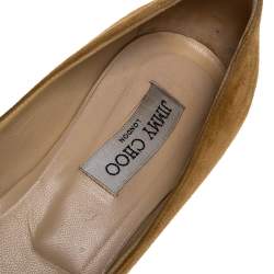 Pre Owned حذاء كعب عالى جيمى تشو جلد أسود لامع مقاس 39