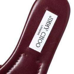 Pre Owned Jimmy Choo Burgundy Twilight Glitter Fabric Nanda Slide Flats Size 38.5