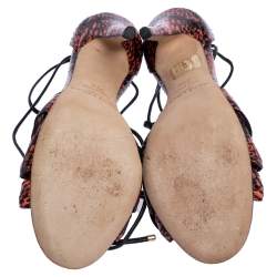 مملوكة مسبقًا صندل جيمي تشو ملتف حول الكاحل موتيف جلد و إيلبا أسود / برتقالى مقاس 37.5 