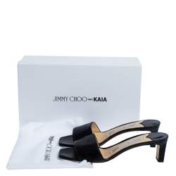 Pre Owned Jimmy Choo x Kaia Black Snakeskin Embossed Leather K-Slide Sandals Size 39