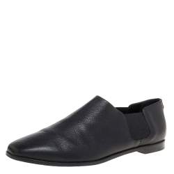 Jimmy Choo Black Leather And Elastic Glint Slip On Loafer Size 41