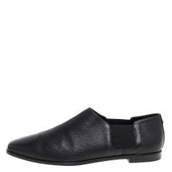 Jimmy Choo Black Leather And Elastic Glint Slip On Loafer Size 41