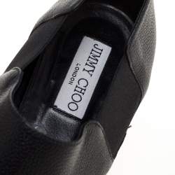 Jimmy Choo Black Leather And Elastic Glint Slip On Loafer Size 41