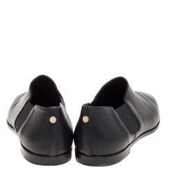Jimmy Choo Black Leather And Elastic Glint Slip On Loafer Size 41