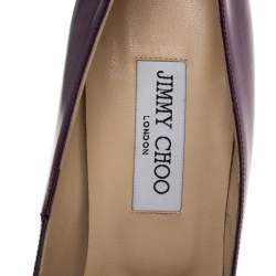 Pre Owned Jimmy Choo Metallic Purple Leather Abel Pointed Toe Pumps Size 40