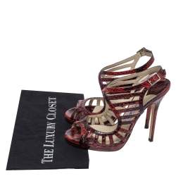 Pre Owned Jimmy Choo Red Python Keenan Python Platform Sandals Size 39