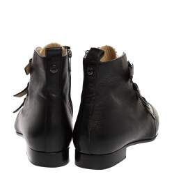 Pre Owned Jimmy Choo Black Leather and Snake Embossed Leather Marlin Ankle Boots Size 40