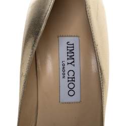 Pre Owned Jimmy Choo Metallic Gold Textured Leather Esme Almond Toe Pumps Size 42
