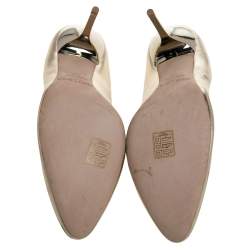 Pre Owned Jimmy Choo Metallic Gold Textured Leather Esme Almond Toe Pumps Size 42