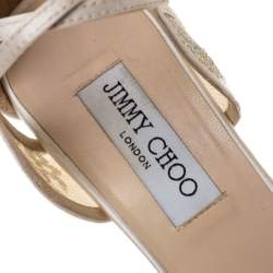 Jimmy Choo Cream Satin And Lace Fable Ankle Strap Sandals Size 39