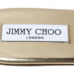 Pre Owned Jimmy Choo Metallic Gold Glitter Fabric Nanda Flat Slides Size 42