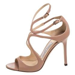Jimmy Choo Beige Leather Lang Strappy Sandals Size 36