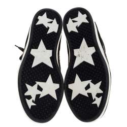 Pre Owned Jimmy Choo Black Glitter And Suede Miami Low Top Sneakers Size 40
